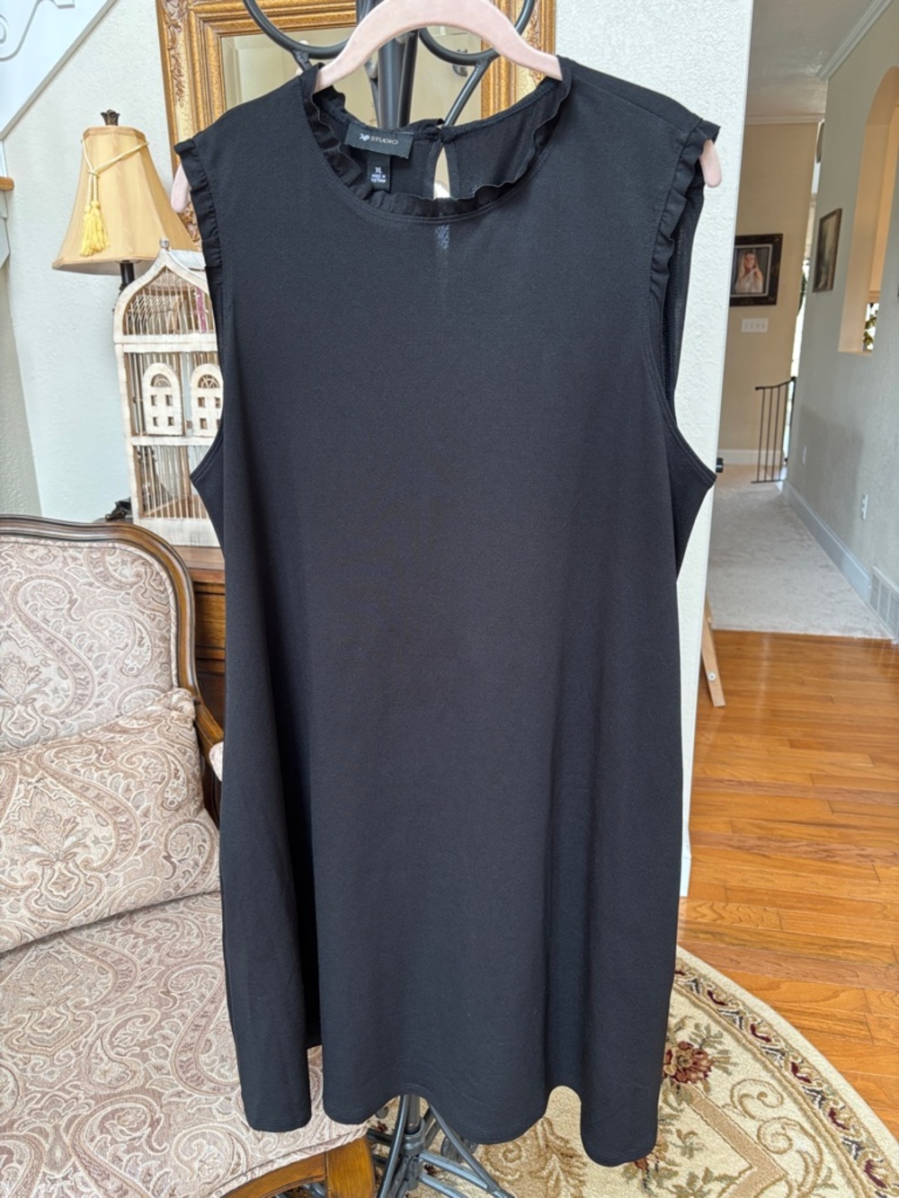 AB Studio Black Sleeveless Ruffle Neck Dress🖤Extra Large‎ XL